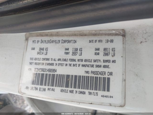 2001 CHRYSLER LHS 2C3HC56G31H565954 Photo 8