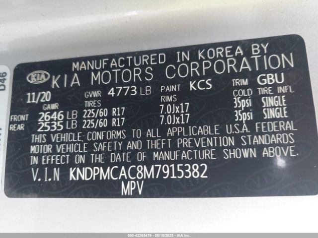 KNDPMCAC8M7915382 KIA Sportage Lx