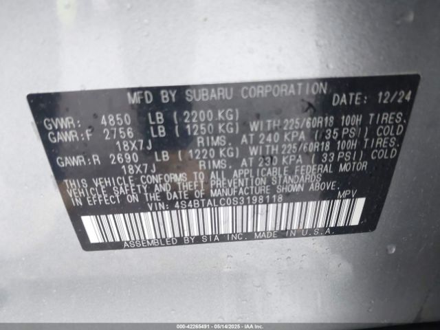 2025 SUBARU OUTBACK 4S4BTALC0S3198118 Photo 8