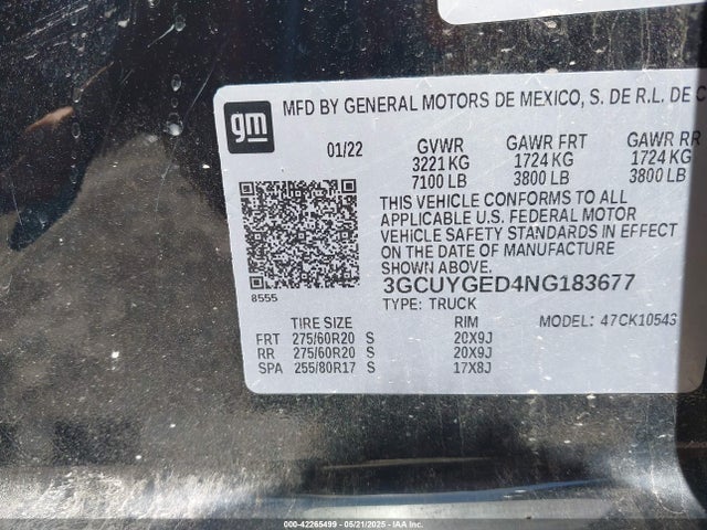 3GCUYGED4NG183677 Chevrolet Silverado 1500 Ltd 4wd  Short Bed Ltz