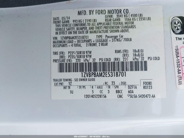 1ZVBP8AM2E5318701 Ford Mustang V6