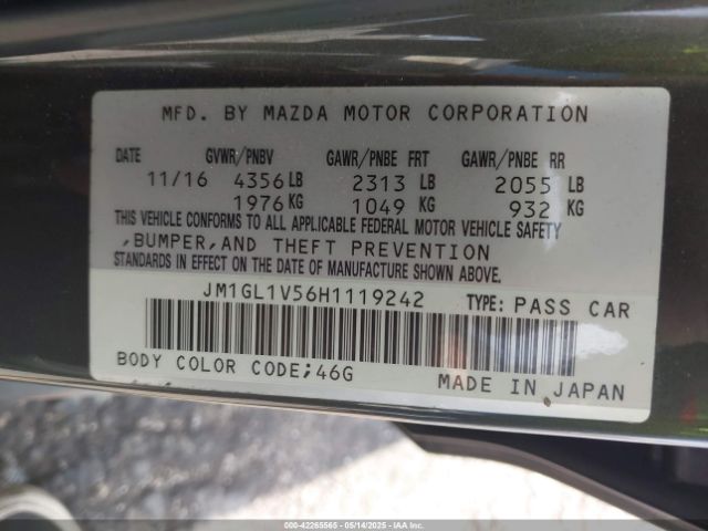 JM1GL1V56H1119242 Mazda Mazda6 Touring