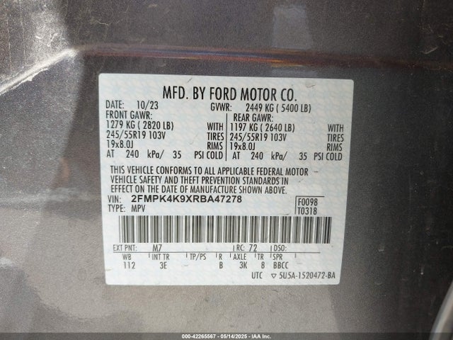 2FMPK4K9XRBA47278 Ford Edge Titanium