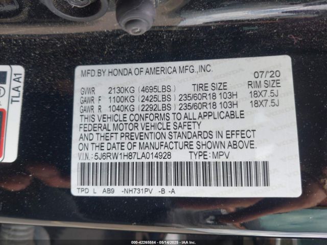 2020 HONDA CR-V 5J6RW1H87LA014928 Photo 8