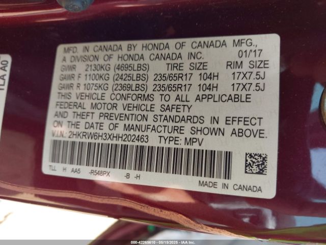 2HKRW6H3XHH202463 Honda CR-V LX