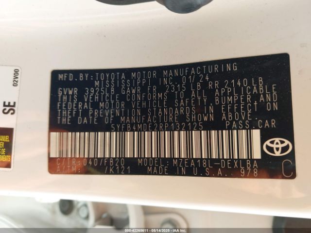 5YFB4MDE2RP132125 Toyota COROLLA LE