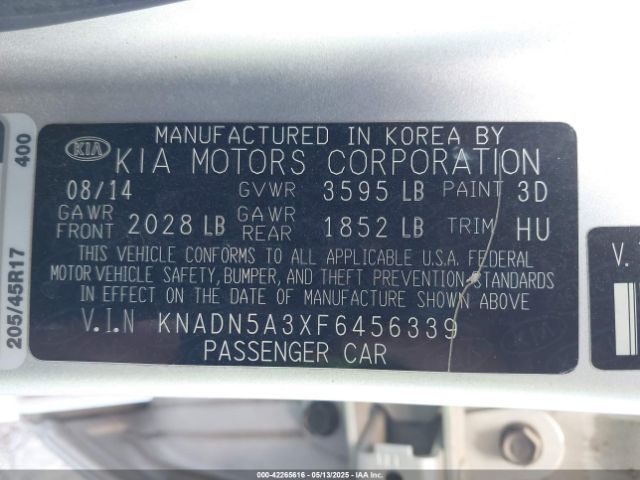 KNADN5A3XF6456339 KIA Rio Sx