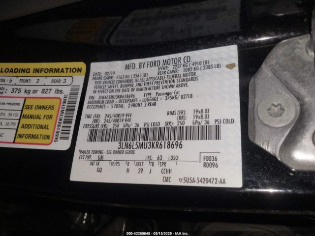 3LN6L5MU3KR618696 Lincoln 2.0l 4v atk