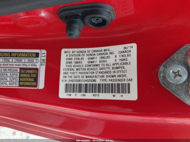 2HGFG3B51EH525086 Honda Civic Lx