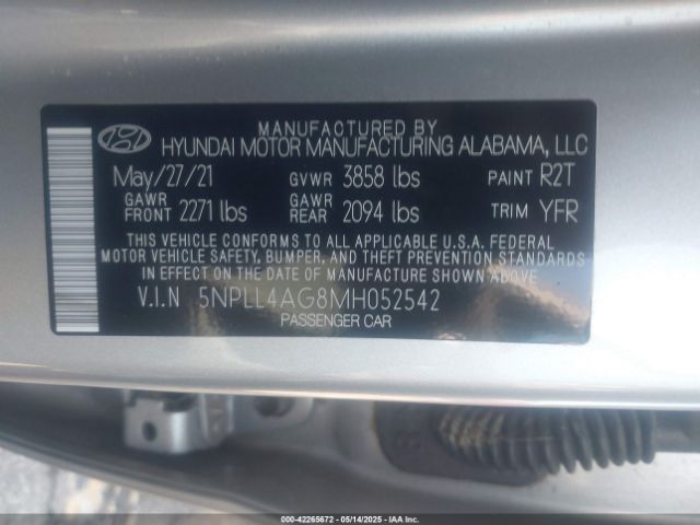 2021 HYUNDAI ELANTRA 5NPLL4AG8MH052542 Photo 8
