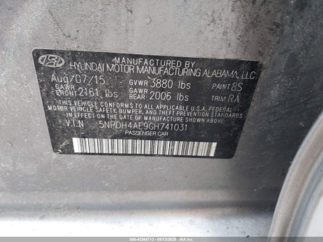 5NPDH4AE9GH741031 Hyundai ELANTRA SE