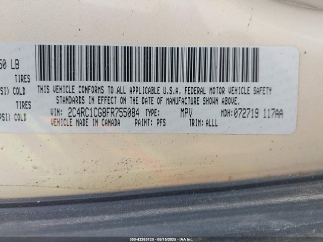 2C4RC1CG8FR755084 Chrysler 2015
