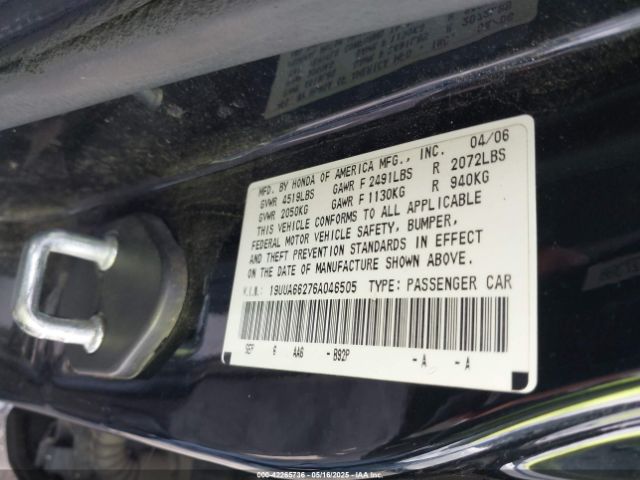 2006 ACURA TL 19UUA66276A046505 Photo 8