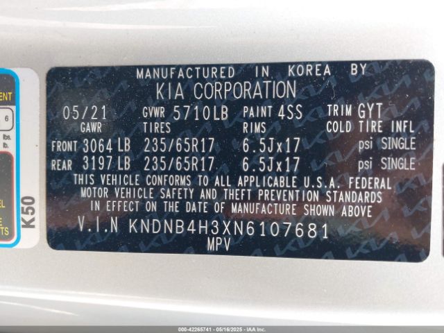 2022 KIA CARNIVAL MPV KNDNB4H3XN6107681 Photo 8