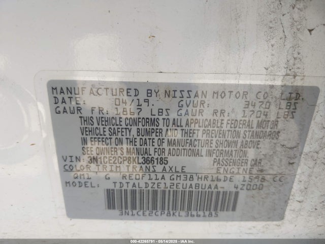 Nissan VERSA NOTE 2019 3N1CE2CP8KL366185 Image 9