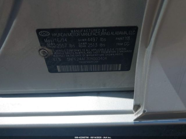 5NPE24AF7FH003404 Hyundai SONATA SE