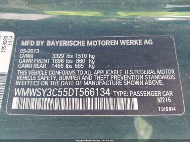 2013 MINI ROADSTER WMWSY3C55DT566134 Photo 8
