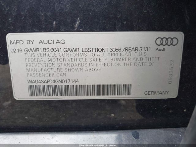 WAU43AFD4GN017144 Audi A8 L 4.0t Sport
