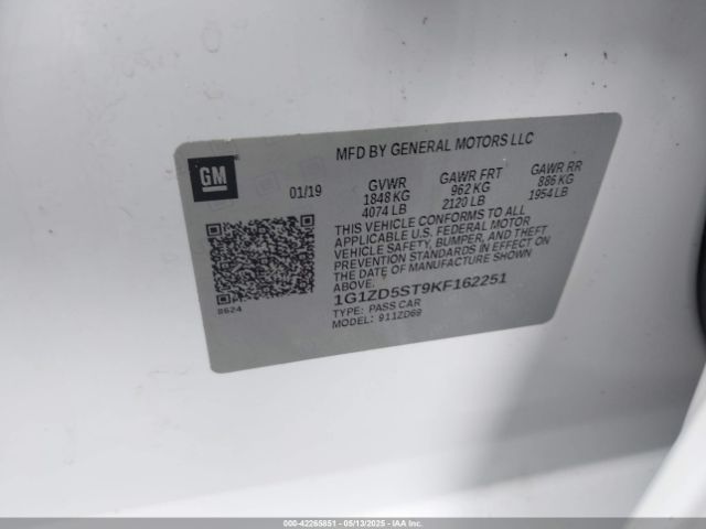 1G1ZD5ST9KF162251 Chevrolet MALIBU LT