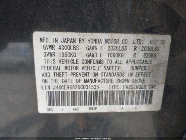 2005 ACURA TSX JH4CL96825C031535 Photo 8