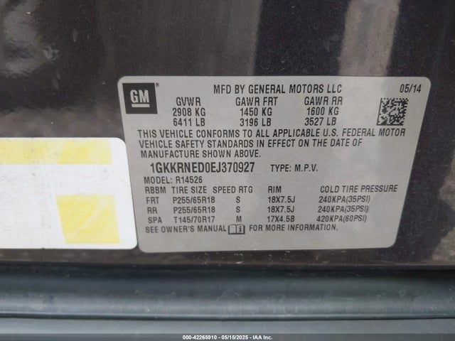 1GKKRNED0EJ370927 GMC llt