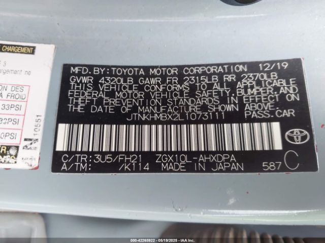 JTNKHMBX2L1073111 Toyota C-HR LE