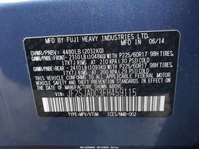 JF2SJADC3FH459115 Subaru Forester 2.5i Premium