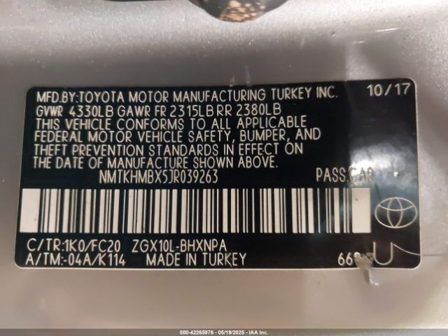 NMTKHMBX5JR039263 Toyota C-hr Xle Premium