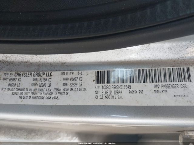 2011 CHRYSLER 200 1C3BC1FG0BN511549 Photo 8