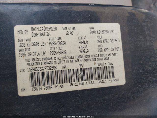 2007 CHRYSLER ASPEN 1A8HW582X7F532568 Photo 8