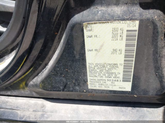 1N4AL3AP0FN303483 Nissan Altima 2.5/2.5 S/2.5 Sl/2.5 Sv