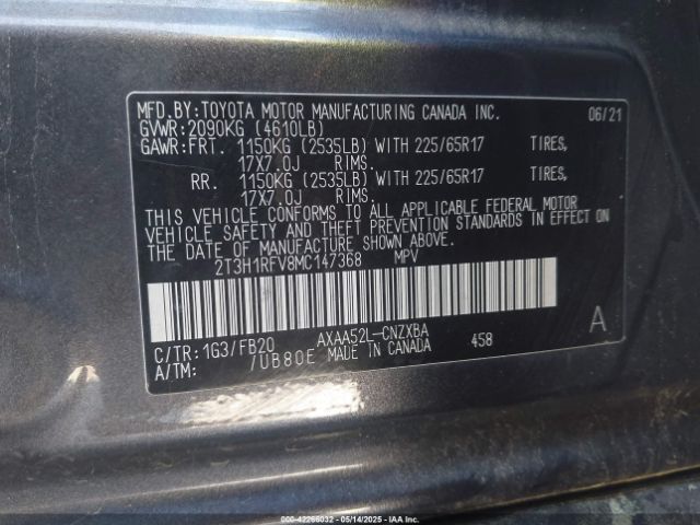 2T3H1RFV8MC147368 Toyota RAV4 LE
