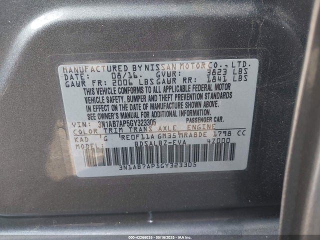 3N1AB7AP5GY323305 Nissan 2016