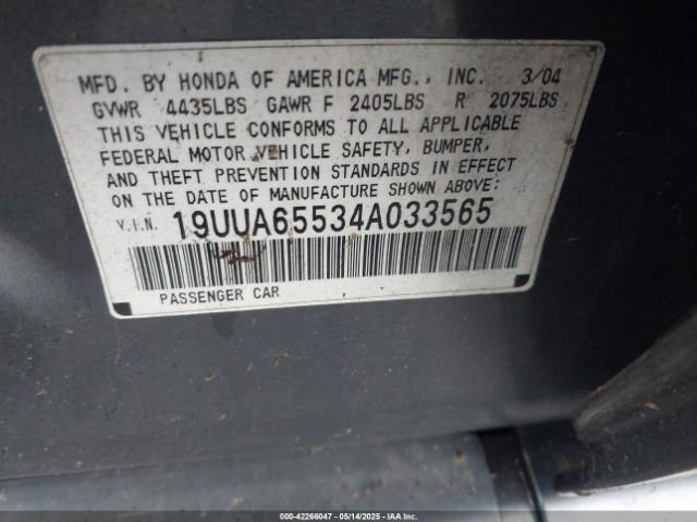 2004 ACURA TL 19UUA65534A033565 Photo 8