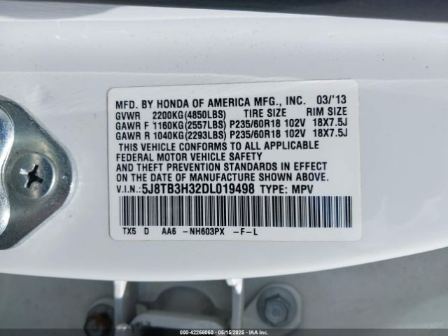 2013 ACURA RDX 5J8TB3H32DL019498 Photo 8