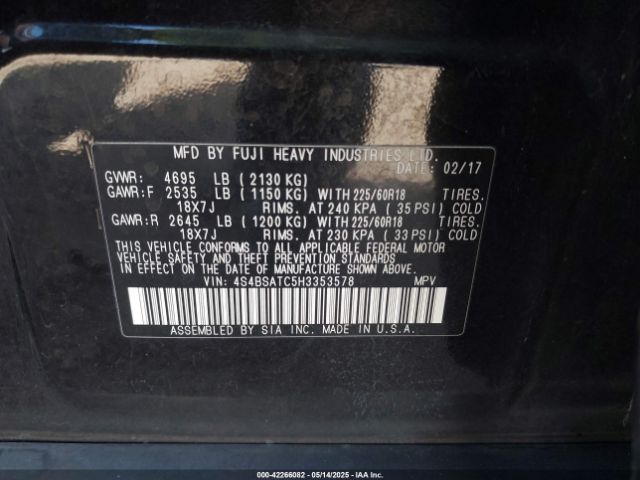 4S4BSATC5H3353578 Subaru u5
