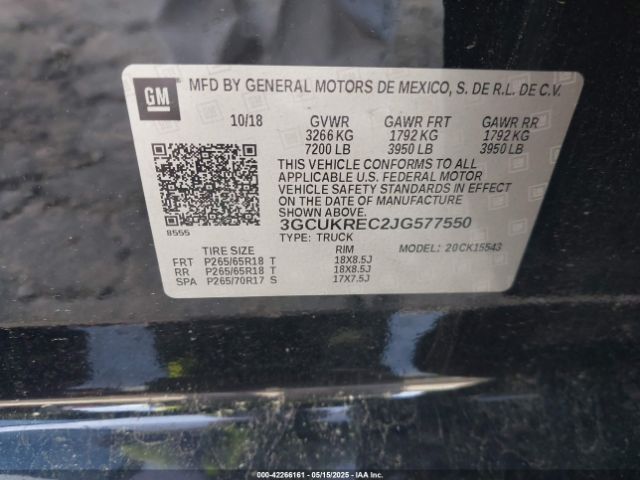 3GCUKREC2JG577550 Chevrolet Silverado 1500 2lt