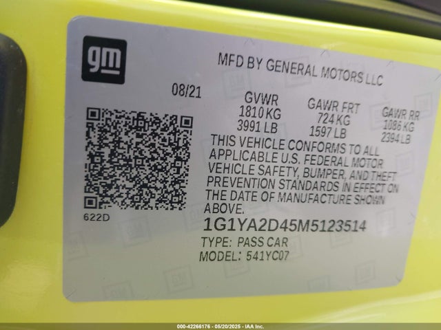 Chevrolet lt2 - engine 2021 1G1YA2D45M5123514 Image 9