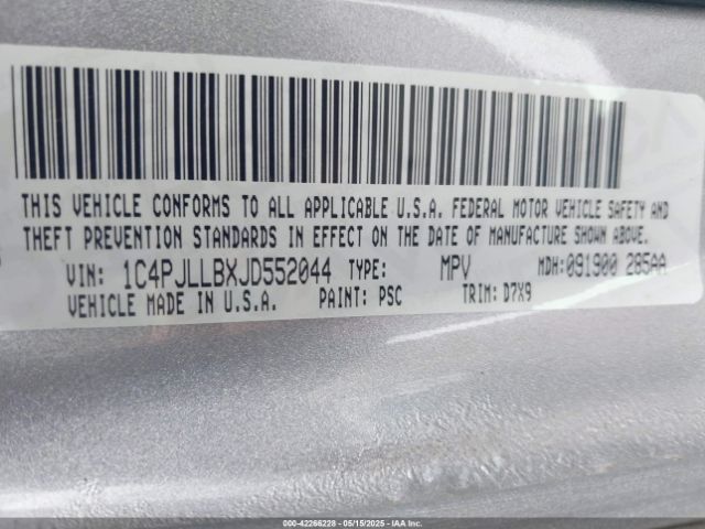1C4PJLLBXJD552044 Jeep Cherokee Latitude Plus Fwd