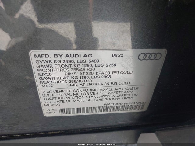 2023 AUDI Q5 WA1EAAFY6P2016122 Photo 8
