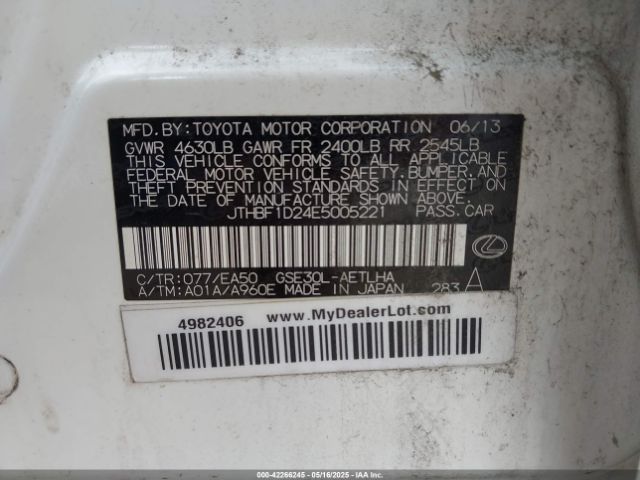 2014 LEXUS IS 250 JTHBF1D24E5005221 Photo 8