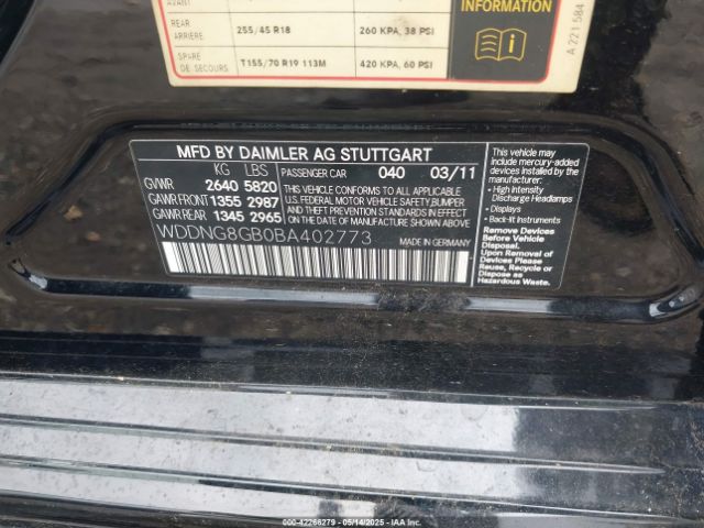 2011 MERCEDES-BENZ S 550 WDDNG8GB0BA402773 Photo 8