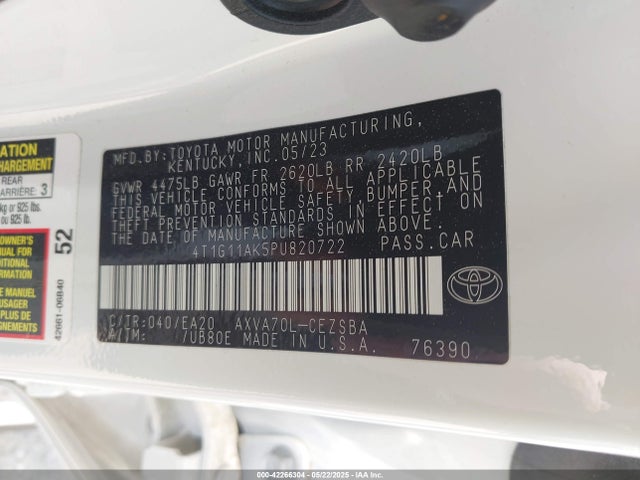 4T1G11AK5PU820722 Toyota a25a-fks