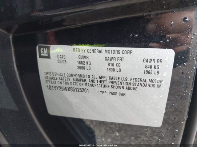2008 CHEVROLET CORVETTE 1G1YY25WX85125261 Photo 8