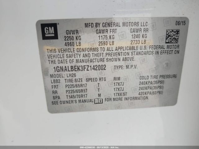 1GNALBEK3FZ142002 Chevrolet EQUINOX 1LT