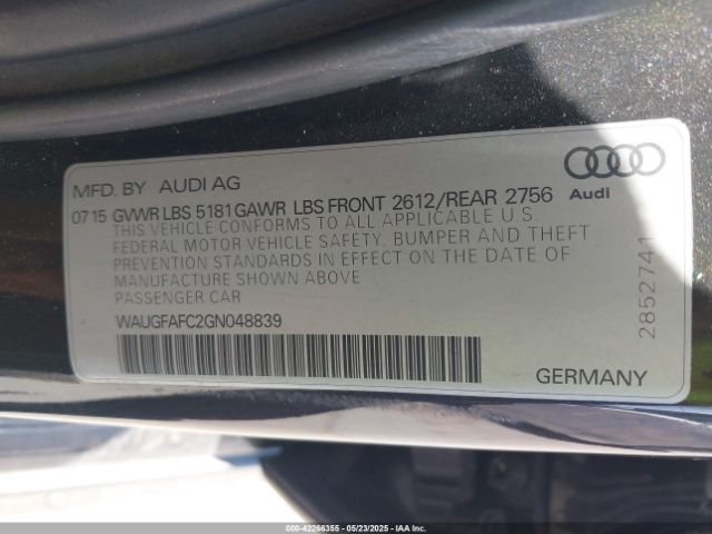 WAUGFAFC2GN048839 Audi A6 2.0t Premium Plus