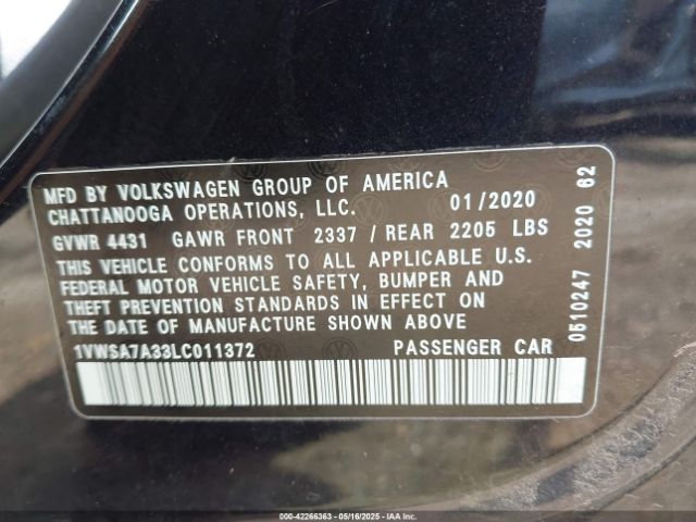 2020 VOLKSWAGEN PASSAT 1VWSA7A33LC011372 Photo 8