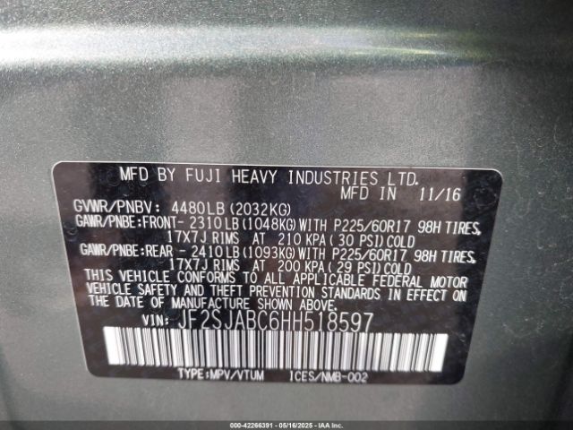 JF2SJABC6HH518597 Subaru Forester 2.5i