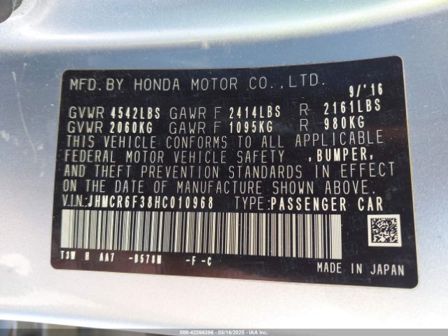 JHMCR6F38HC010968 Honda ACCORD HYBRID
