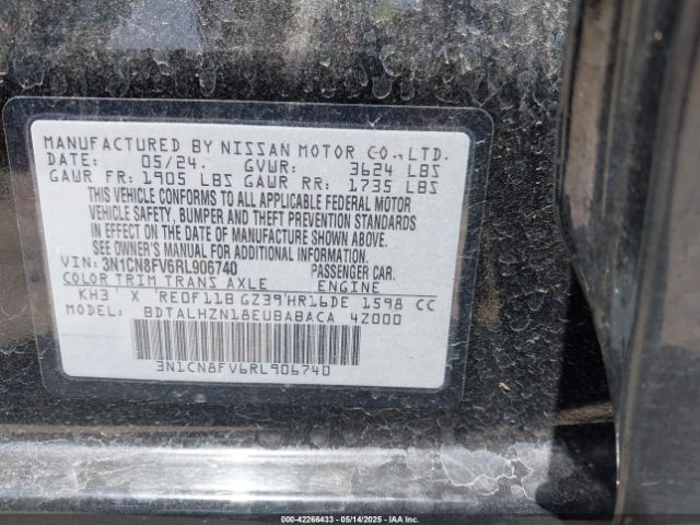 3N1CN8FV6RL906740 Nissan Versa 1.6 Sr